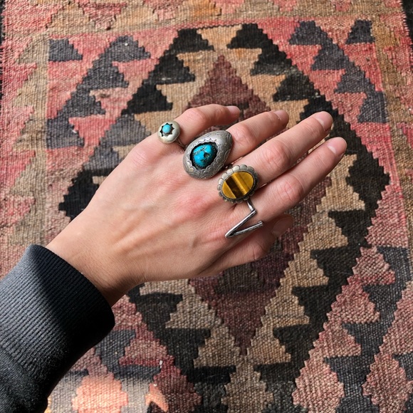 VTG - Tiger’s Eye Tourmaline Silver Ring - Picture 2 of 5